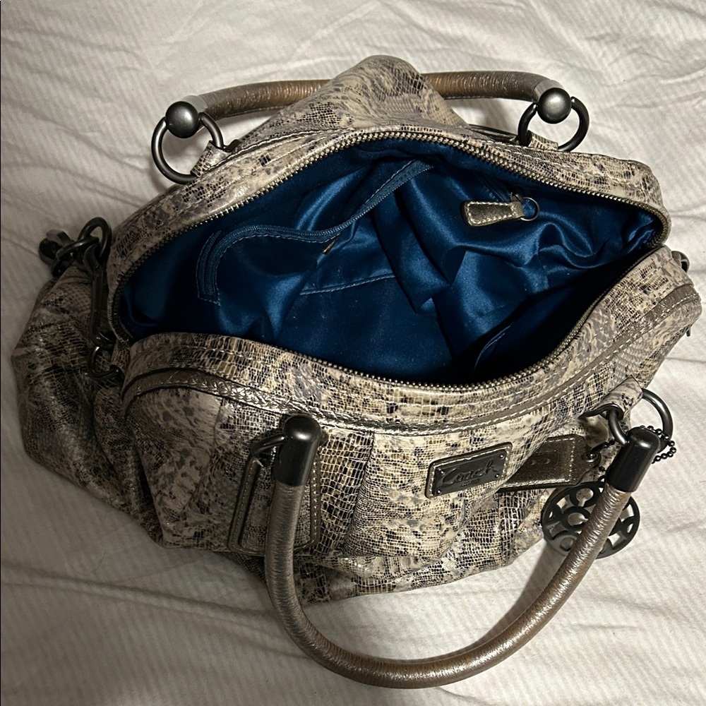 Coach Snakeskin Shoulder Bag in Gray and Cream - Picture 6 of 6